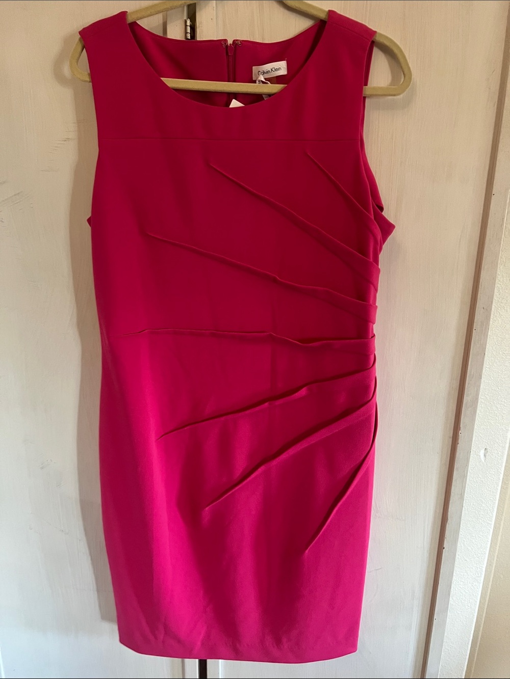 Calvin Klein Fuchsia Pink Sleeveless Midi Sheath Dress